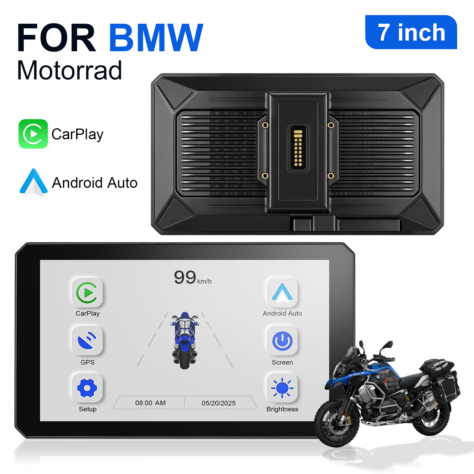 Carplay bmw XR M1000 R1200GS R1250GS S1000XR R1300GS 7 インチポータブルオートバイナビゲーター CarPlay Android 自動ナビゲーター