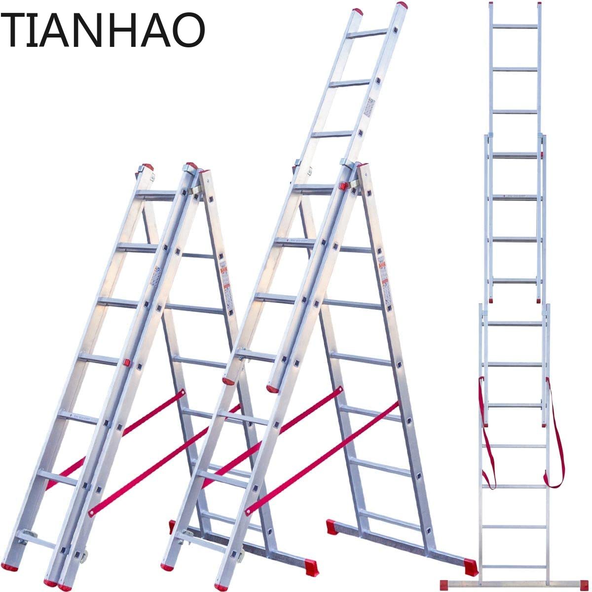 Deliladder 黒色多目的はしご折りたたみ 4x3 4x4 4x5 4x6 ビッグヒンジ EN131