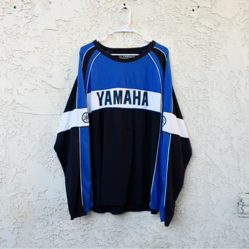 2026 夏ヤマハホットブルーブラックカラーブロック長袖 Tシャツ男性と女性のためのトレンディな大型オートバイ乗馬シャツ
