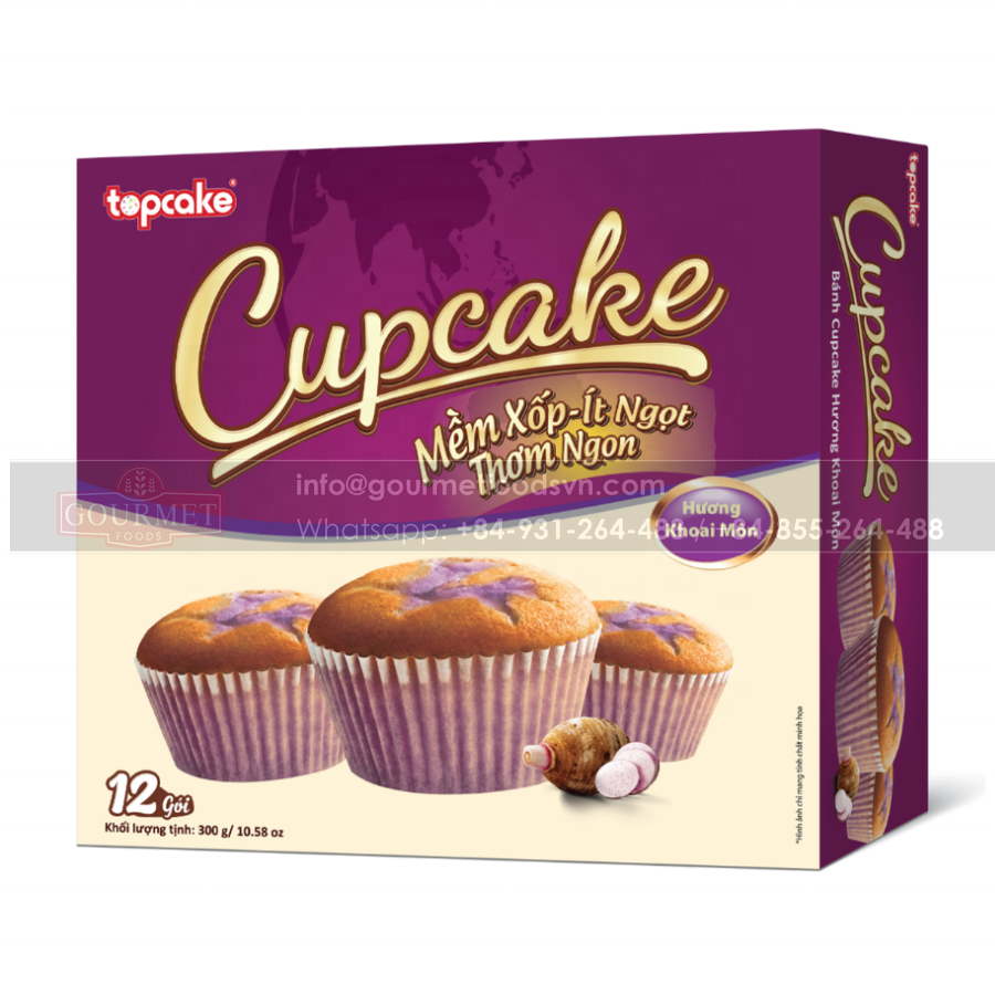 Topcake Taro Cupcake Delicious, Fluffy Topcake Cake With Extremely Greasy Taro Cream Layer Outside Is Soft, Fragrant, Smooth