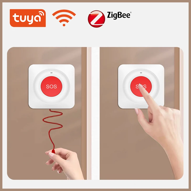 Tuya WiFi/Zigbee スマート SOS ボタンワイヤレス介護者ポケットベル電話アラート送信機緊急コールボタン子供高齢患者用