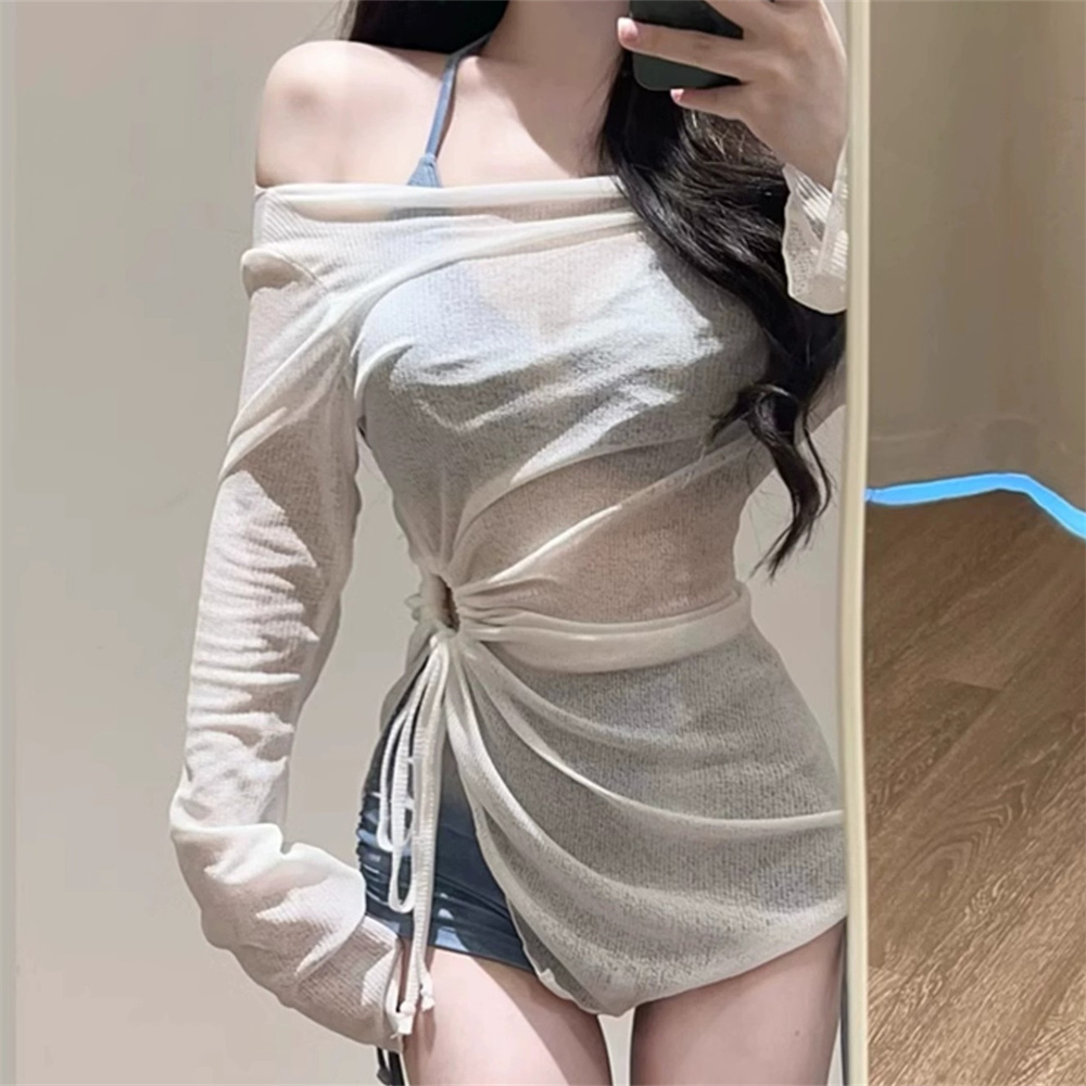 ヴィンテージタイダイビキニショーツセットリング水着巾着不規則なカバーアップ女性韓国水着ビーチ衣装水着