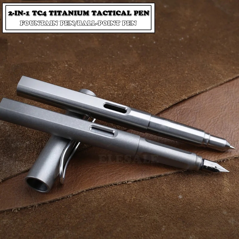 2-in-1 万年インクペン高品質チタン TC4 タクティカルペン自己防衛ビジネスペン EDC ツールギフトドロップシッピング