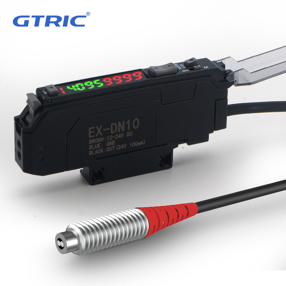 GTRIC 拡散反射光ファイバーセンサーキット、独立したアンプ付き高精度 12-24V DC NPN NO/NC 光電センサー