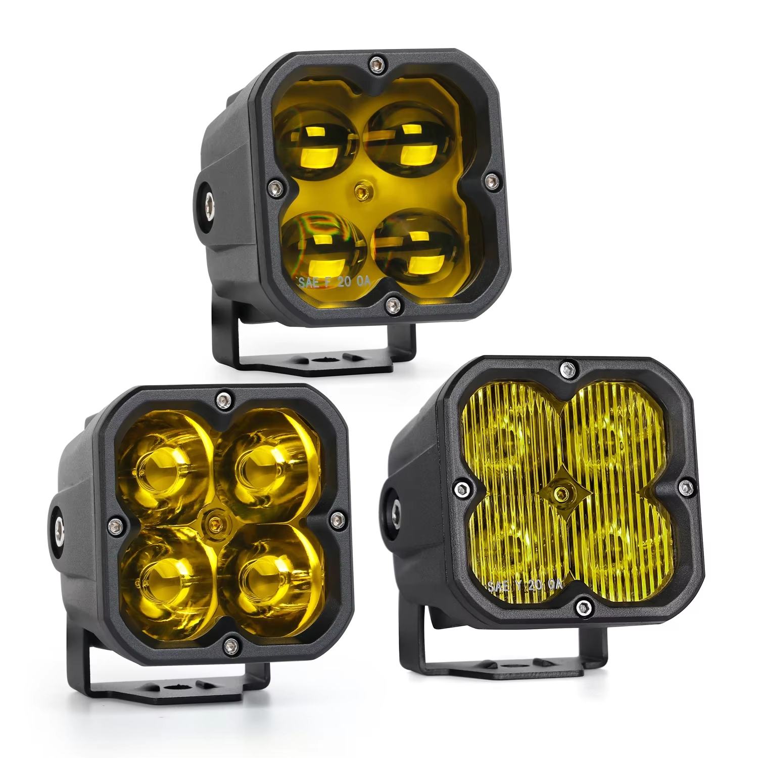 ペア 3インチ 40W LED ポッド アンバー ホワイト キューブ ライト オフロード フォグ バンパー ディッチ ランプ 表面フラッシュ マウント スポット フラッド コンボ リバース バックアップ