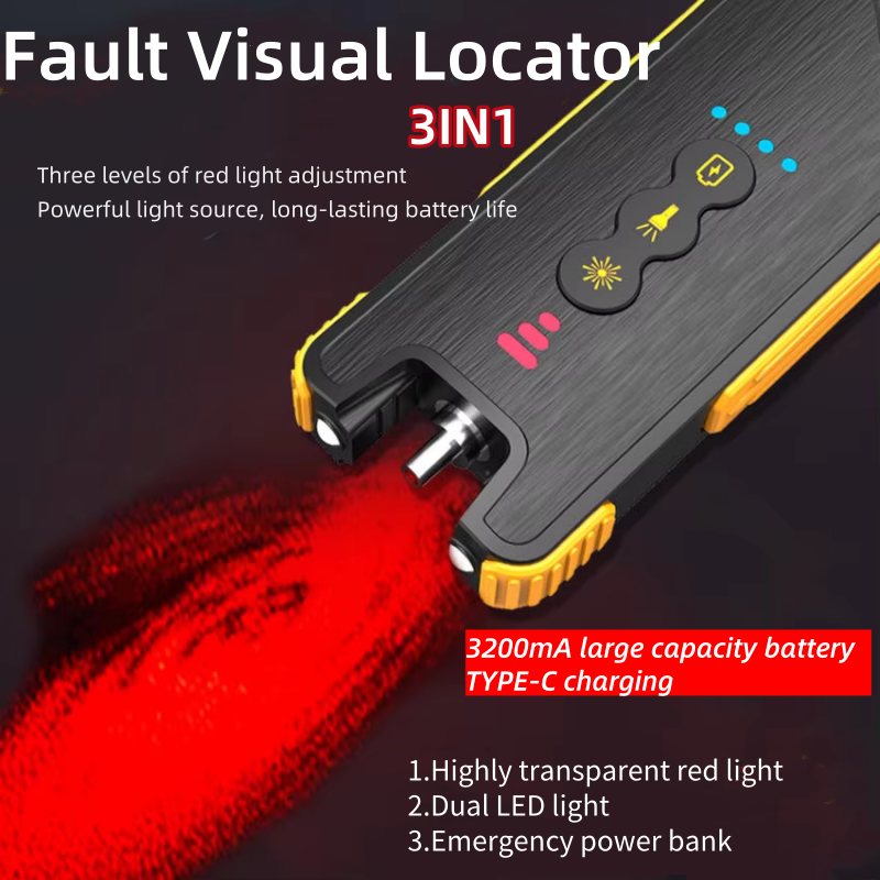 光ファイバー視覚障害ロケーター 15/30/50mw 充電式 3200mAh バッテリー VFL La ser ペンパワーバンク光ファイバーケーブル Teste