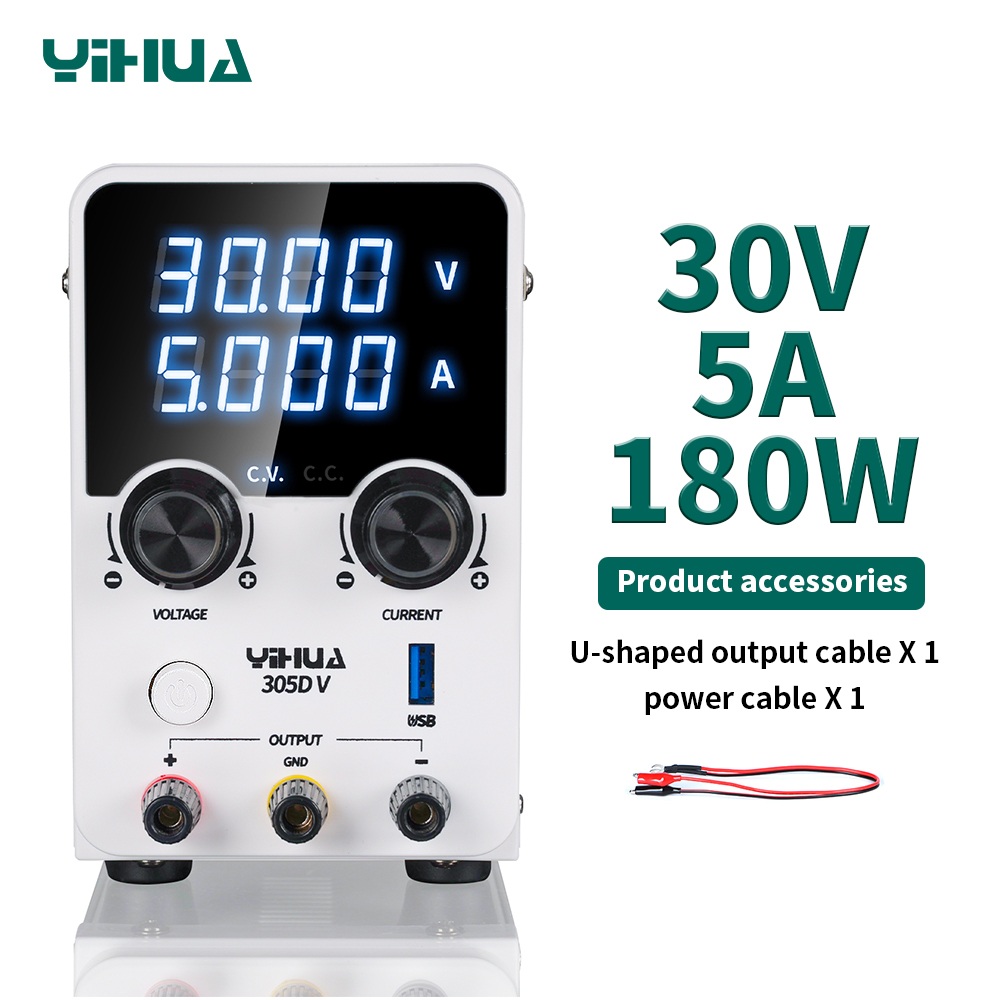 YIHUA 305D-V 180W DC電源 30V 5A 調整可能ラボ用スイッチング電源電圧レギュレータ 電子修理ツール