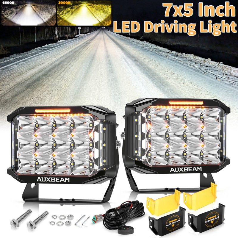 7x5 インチ長方形 LED ポッドドライビングライトアンバー DRL 228W 26100LM スポットビーム m サイドシューターランプ V-MAX シリーズ
