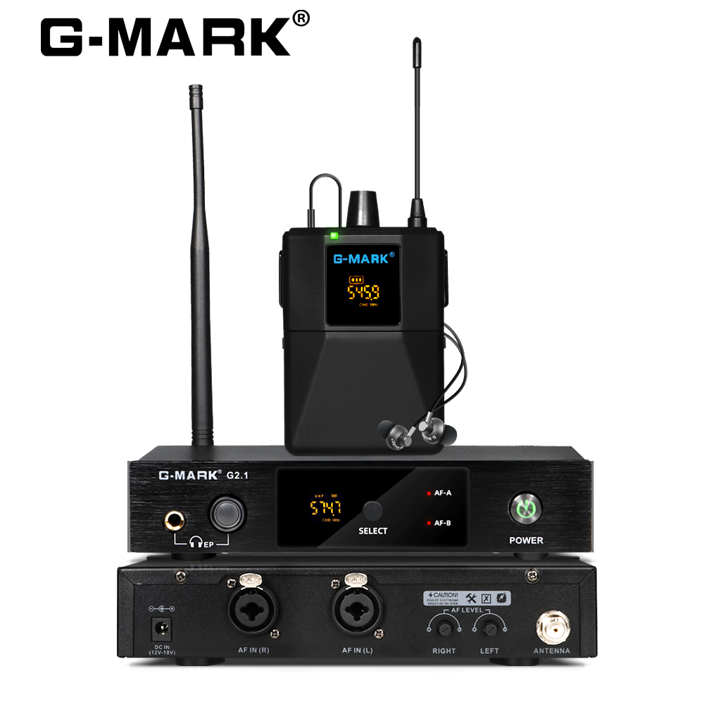 インイヤーモニター G-MARK G2.1IEM UHF モノラルワイヤレスリターン周波数選択可能ステージ歌手ギタースタジオバンドパフォーマンス DJ