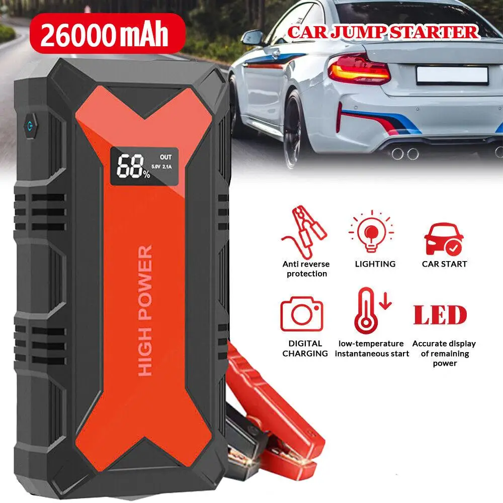 26000mah 車のジャンプスターターバッテリー電源銀行 1200A 車のスターターポータブル緊急ブースター 12V 自動始動装置