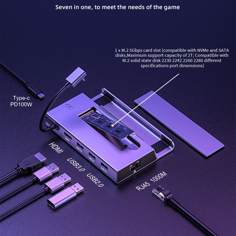 7 in 1 USB C ハブ SSD ドック HD 4K 60Hz デッキドッキングステーション Sata Nvme M.2 Steam 用 Ayaneo アクセサリー Jsaux ニンテンドースイッチドック