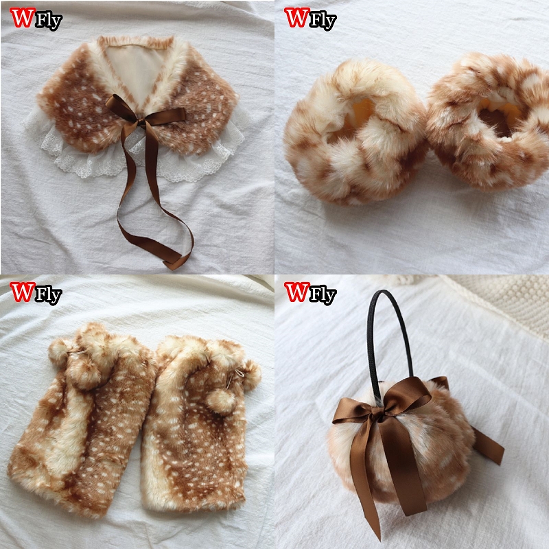 サブカルチャー Y2K GIRL スパイシー ガールズ ハンドメイド ゴシック ロリータ 原宿 毛深い かわいい 鹿 クリスマス デコレーション パフォーマンス コスチューム セット