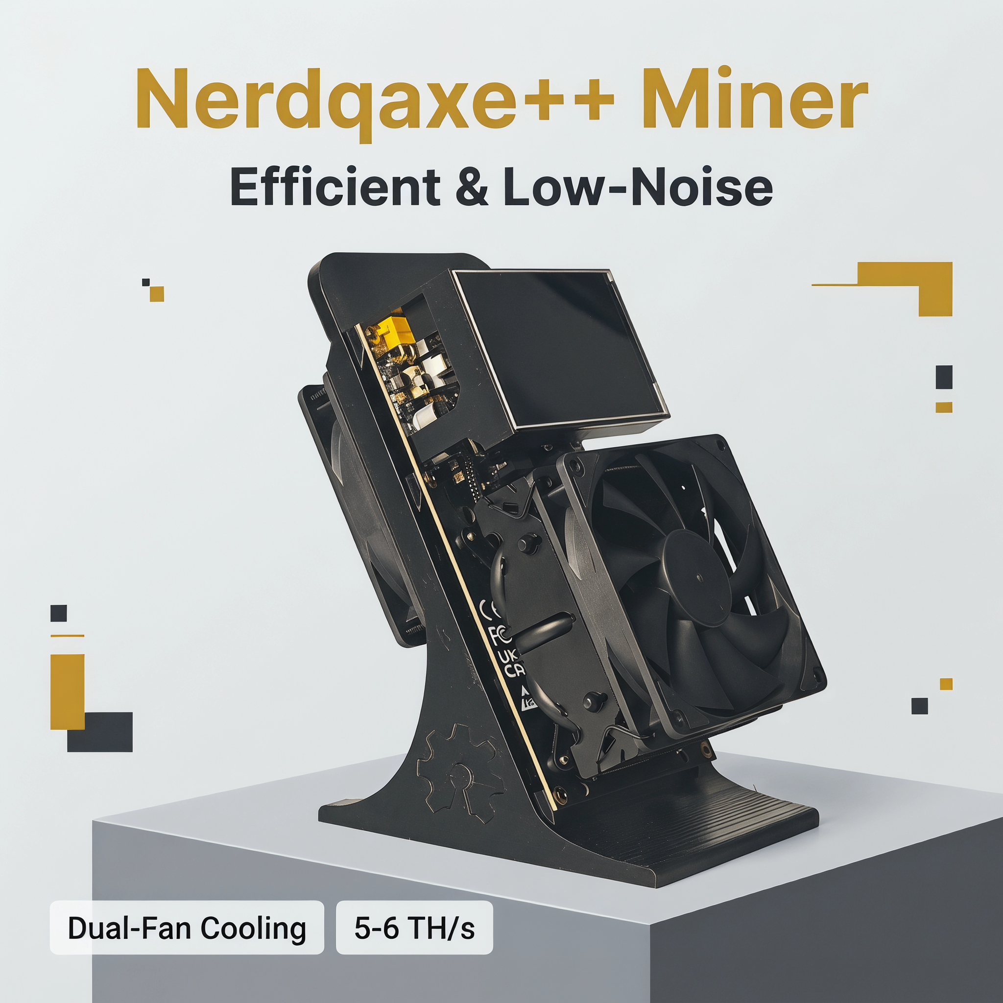Nerdqaxe++ Dual-Fan Bitcoin Miner with LCD Screen - Open-Source ASIC Miner, Low Noise for Home Mining Built-in small display