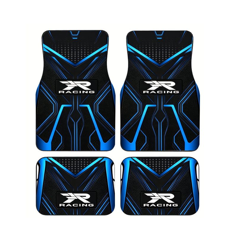 ユニバーサル車のフロアマット 4 個 XR レーシングブルーテクノロジーデザイン防水ノンスリップゴムオートライナーフロントリアセットスポーツマット