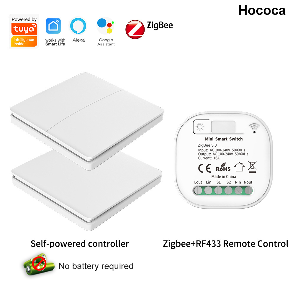 Tuya Zigbee3.0 スマートリモコンワイヤレススイッチ家庭用バッテリーなし防水ロッカーパネル自己電源照明スイッチ