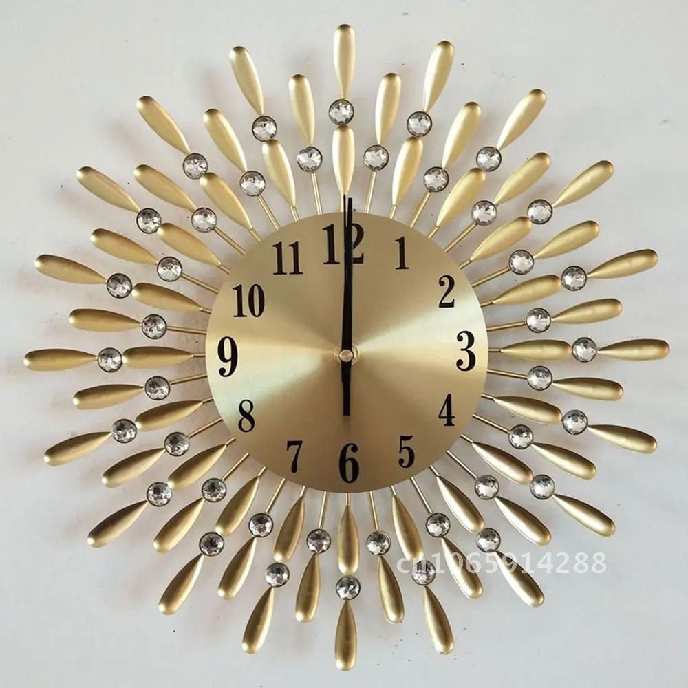 Two Colors Craft Modern Creative Design Wall Clock Mute Home Living Optional Fashion Metal Room Decoration Bedroom Diamond