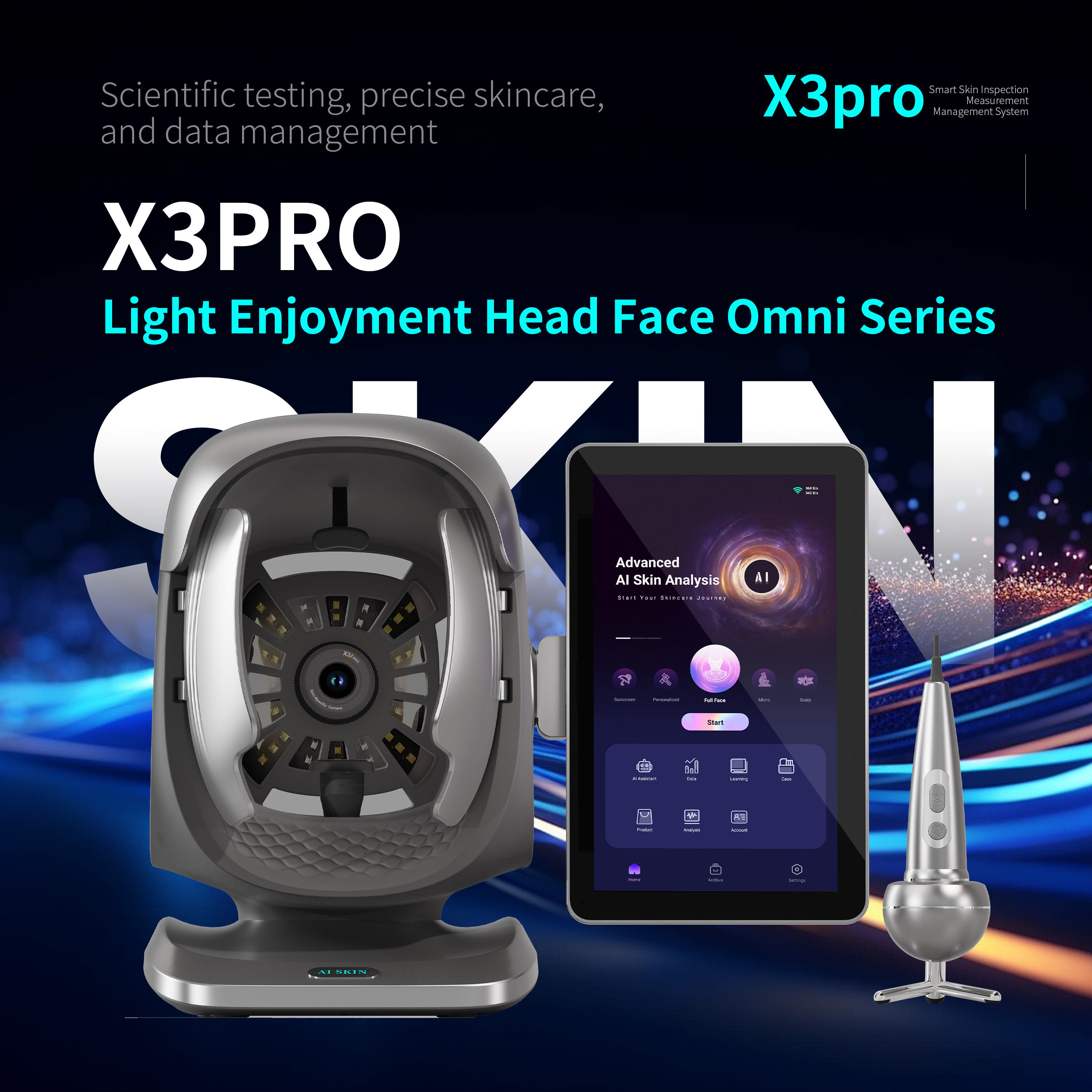 AI 肌分析機 X3 プロ顔肌アナライザー、髪頭皮分析美容のための最新技術