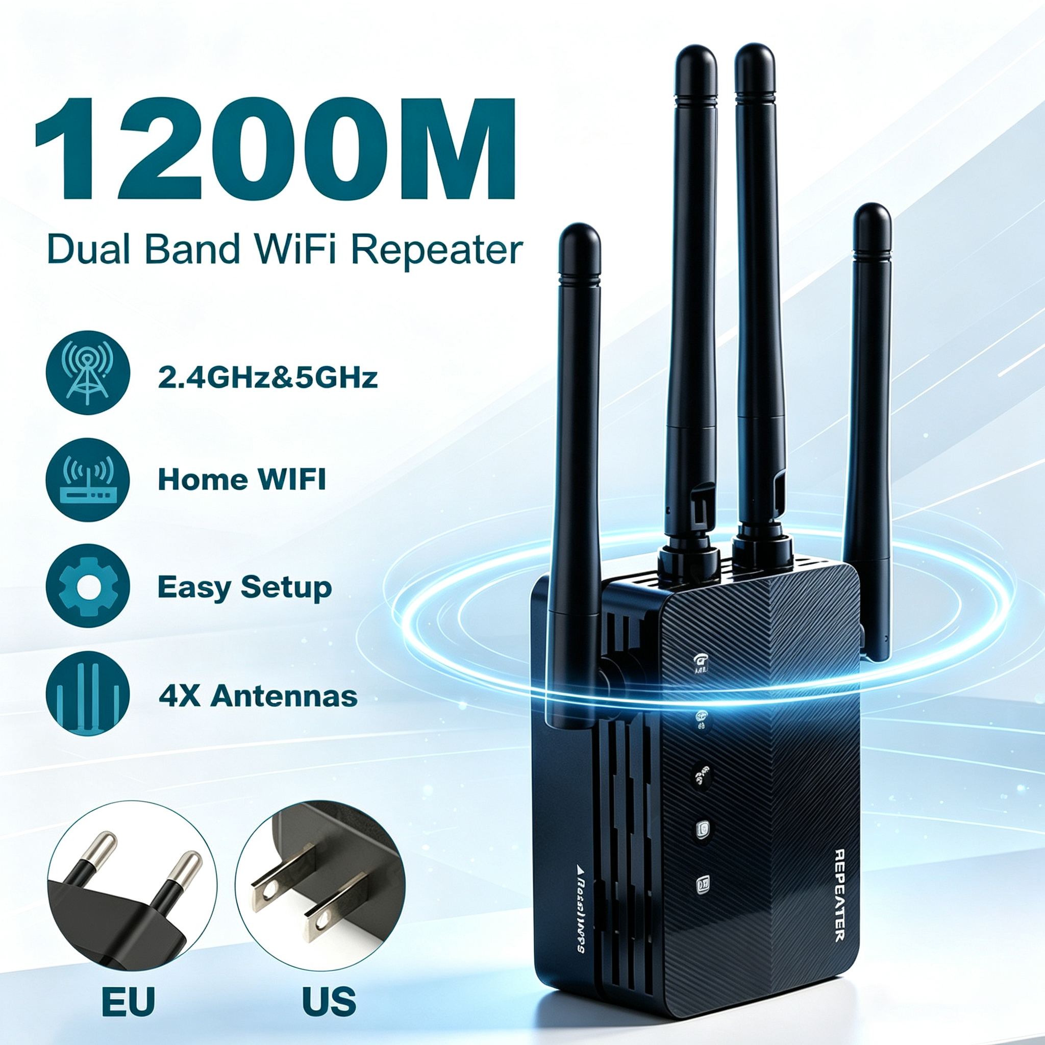 1200Mbps 5Ghz WiFi リピーター デュアルバンド 2.4G