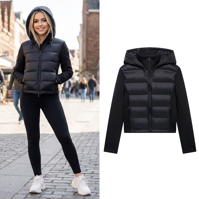 Willshela 女性ファッション黒フロントジッパージャケットコートヴィンテージフード付きネック長袖女性のシックな女性の衣装