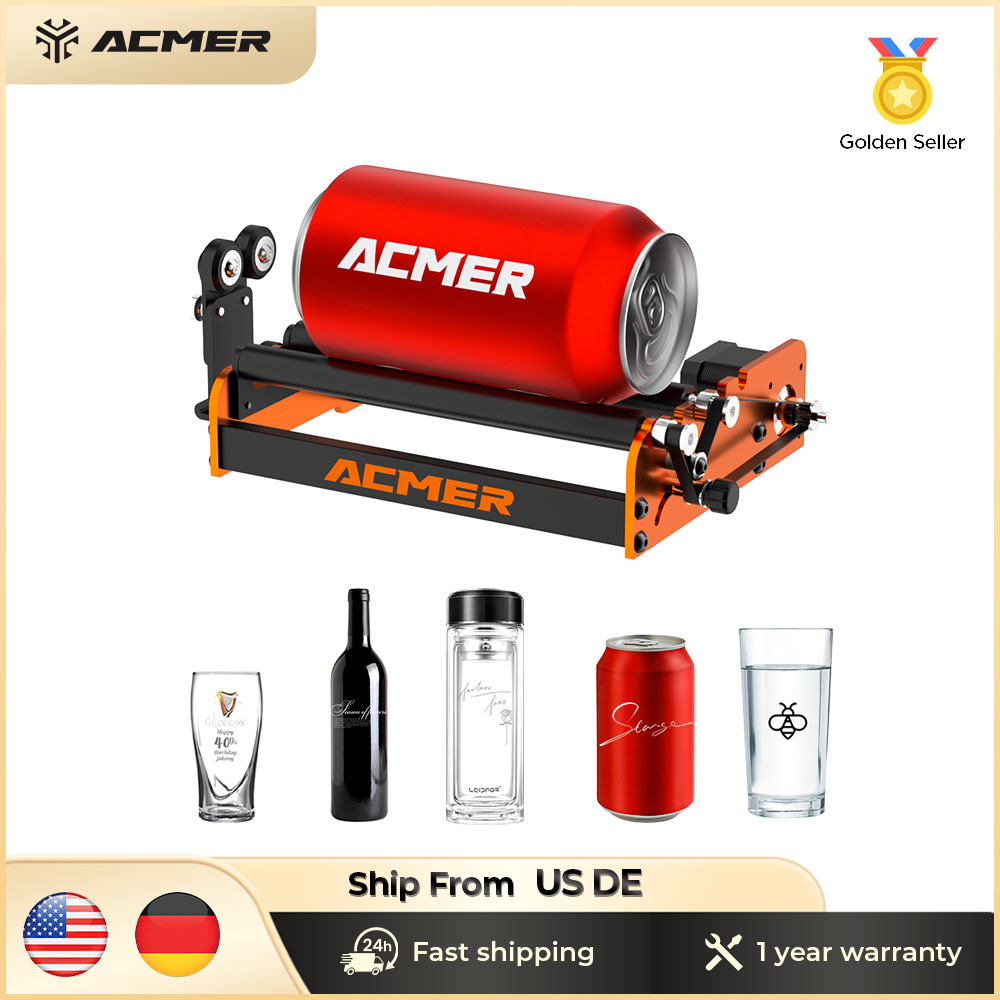 ACMER M2 レーザー彫刻機ユニバーサルロータリーローラー Y 軸レーザーロータリーモジュール 360 度回転円筒オブジェクトの彫刻用