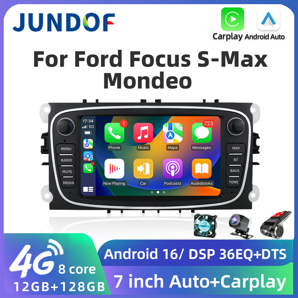 JUNDOF アンドロイド 2 Din カーラジオマルチメディアプレーヤー 7 インチ 4 グラム Autoradio GPS Carplay フォードフォーカス S-Max モンデオ 9 ギャラクシー C-Max NO DVD