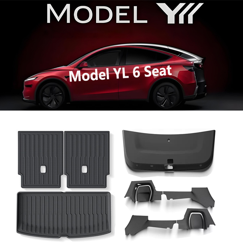 TPE トランクマットテスラモデル YL 2025 2026 全天候型フロントリアカーゴライナー 2 列目シートバックパッド車のインテリアアクセサリー