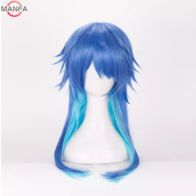 ドラマティカルマーダー dmmd 瀬良垣青葉コスプレウィッググラデーションブルー耐熱人工毛ウィッグウィッグキャップ
