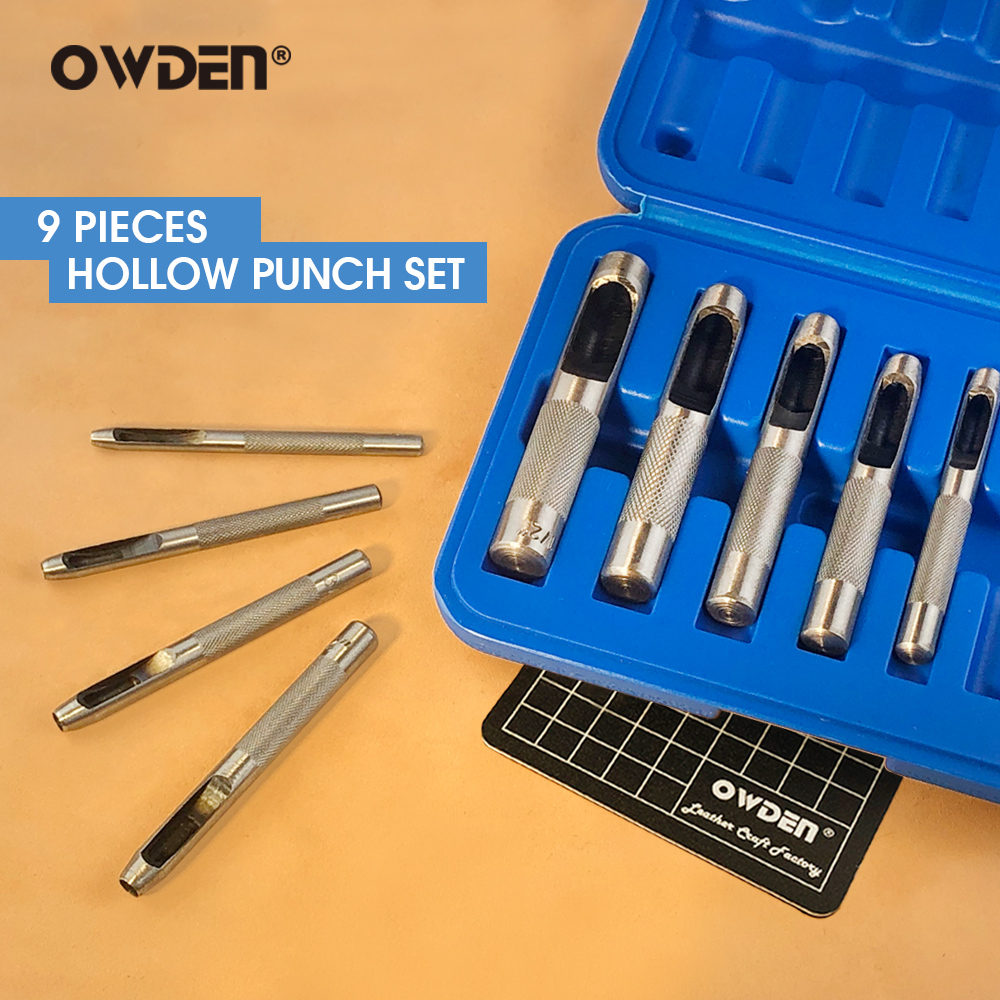OWDEN 9 個革穴パンチセットレザークラフトベルト穴パンチキャンバス中空パンチ革ツールキット
