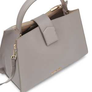 Classic Small OS City Bag Cipria Leather Women's Handbag, with button closure, polyester lining, 31x22x14 cm, Made in Italy
