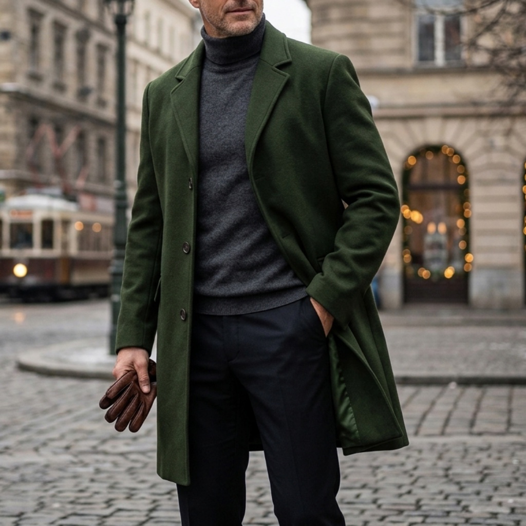 新しい冬のメンズ超ロング トレンチ コート |ウールブレンドビジネスカジュアル |大人のストリートスタイルにぴったりなシングルブレスト