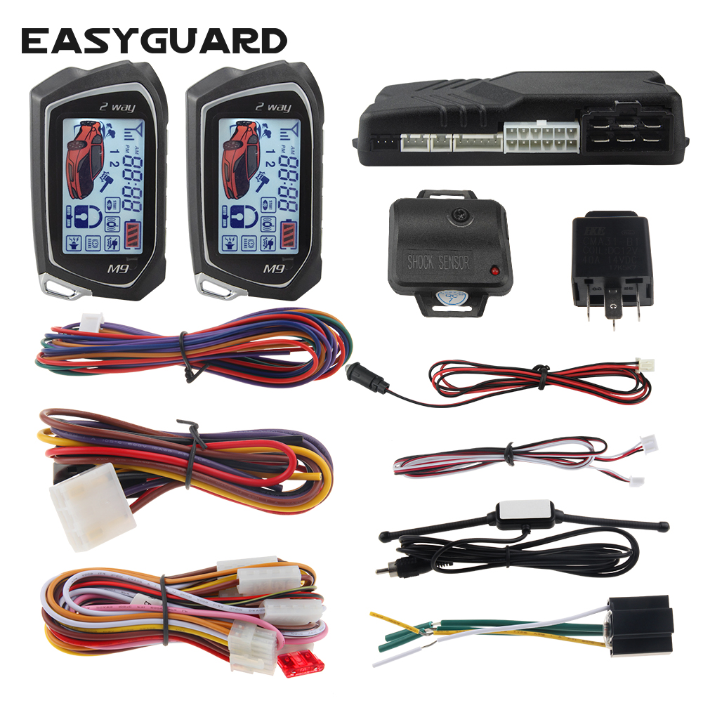 EASYGUARD 2 ウェイカーアラームリモートスタート液晶ページャーディスプレイショックアラームセンサーユニバーサルカーシステムカーアクセサリー