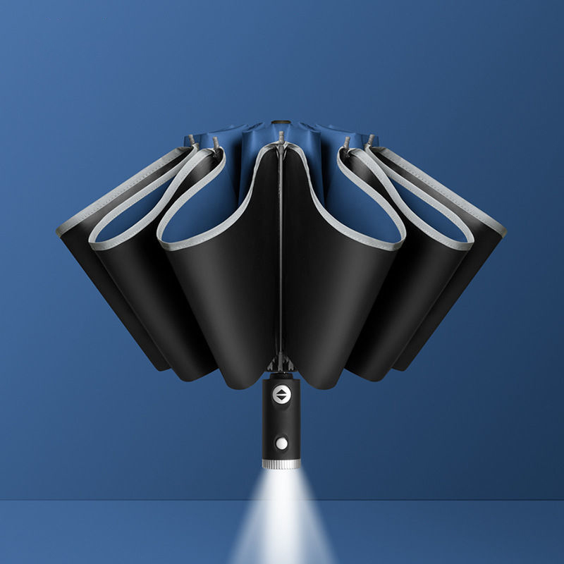 New Automatic Opening And Closing Umbrella LED Lighted   Umbrella Ten Bone Triplet Automatic Commercial Umbrella With Light
