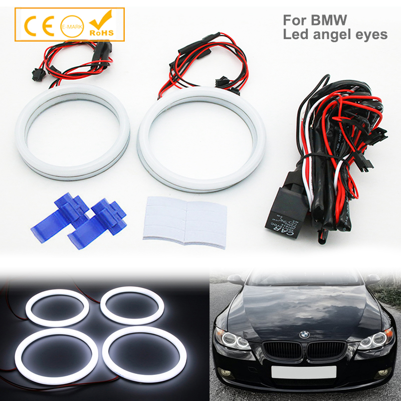 1 セット (2 × 100 ミリメートル 2 × 120 ミリメートル) 2 色 SMD コットンライトハローリング DRL LED エンジェルアイキット BMW E90 E91 E92 E93 E81 E82 E87 E88