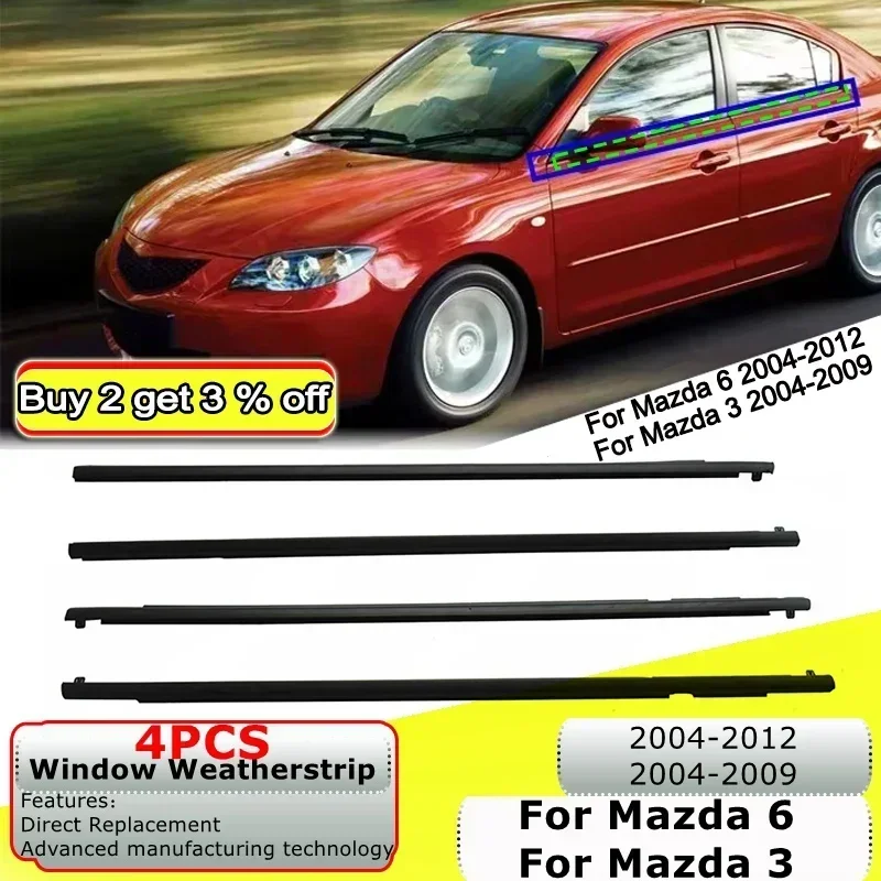車の窓ウェザーストリップシールベルトトリムシールストリップマツダ 3 2004-2009 マツダ 6 2004-2012 ゴム外窓ガラスシール