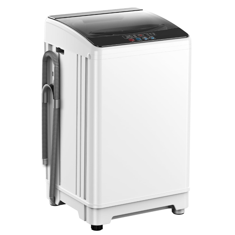 18ポンド 2.4立方フィート 全自動ポータブル洗濯機 排水ポンプ付き、10種類の洗浄プログラム