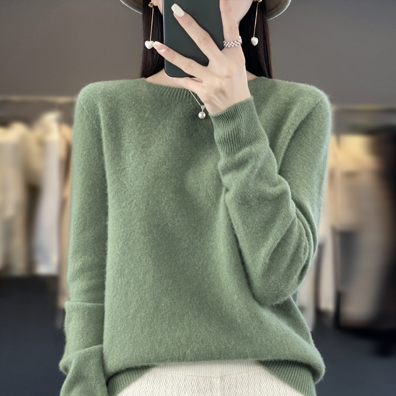 新しいカシミヤセーター女性のセーター秋と冬の 100% メリノウールファッション O ネック秋暖かいプルオーバートップ