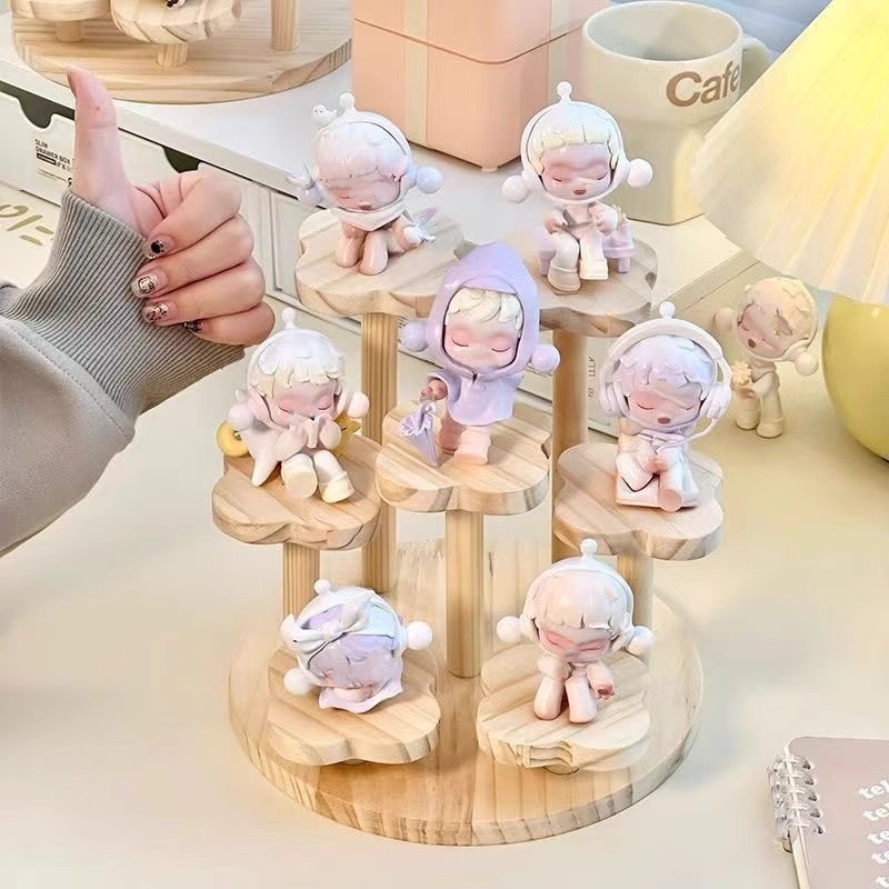 木製はしごディスプレイライザーシェルフフィギュアディスプレイキャビネットかわいい人形収納ボックスメイクアップオーガナイザー香水用