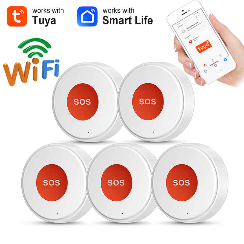 Tuya WiFi SOS ボタン 1 キー緊急ワイヤレスセキュリティアラームパニックデバイス高齢者子供ホーム安全スマートライフ APP リモート