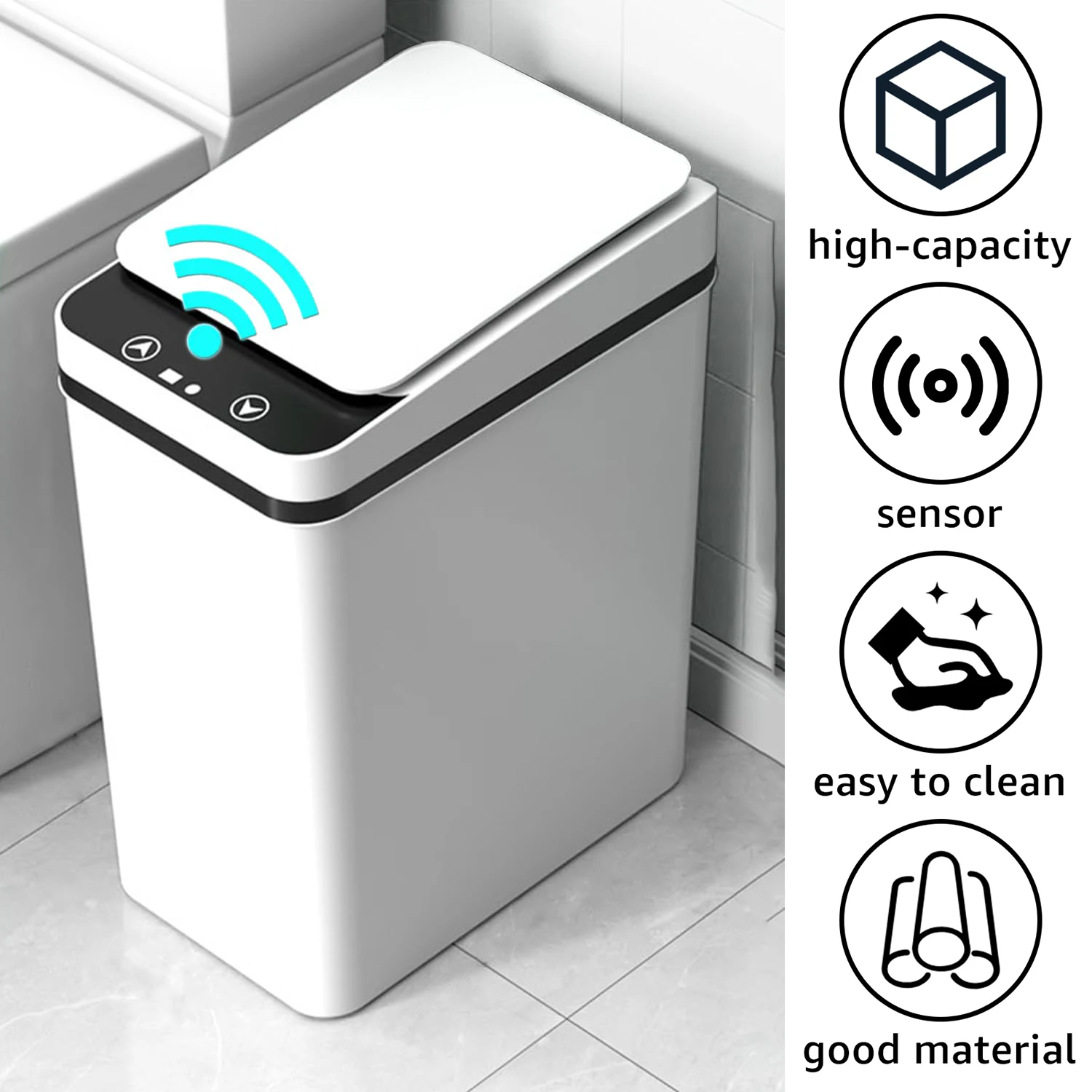 自動センサーゴミ箱 12L タッチレス赤外線モーションセンサースマートゴミ箱キッチンバスルーム防水ゴミ箱新しい