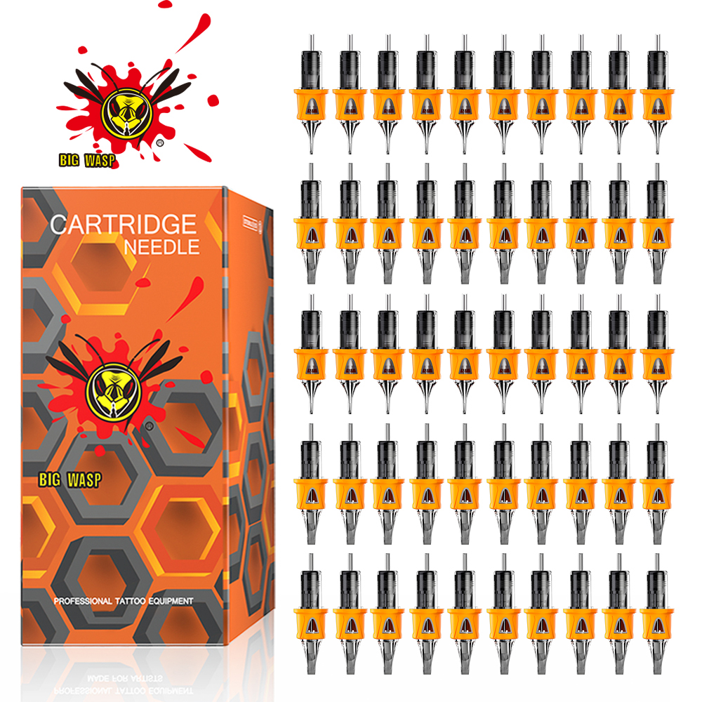 BIGWASP 50 個混合モデルタトゥーカートリッジ針使い捨てシリコーン滅菌安全タトゥー針タトゥーマシンペン