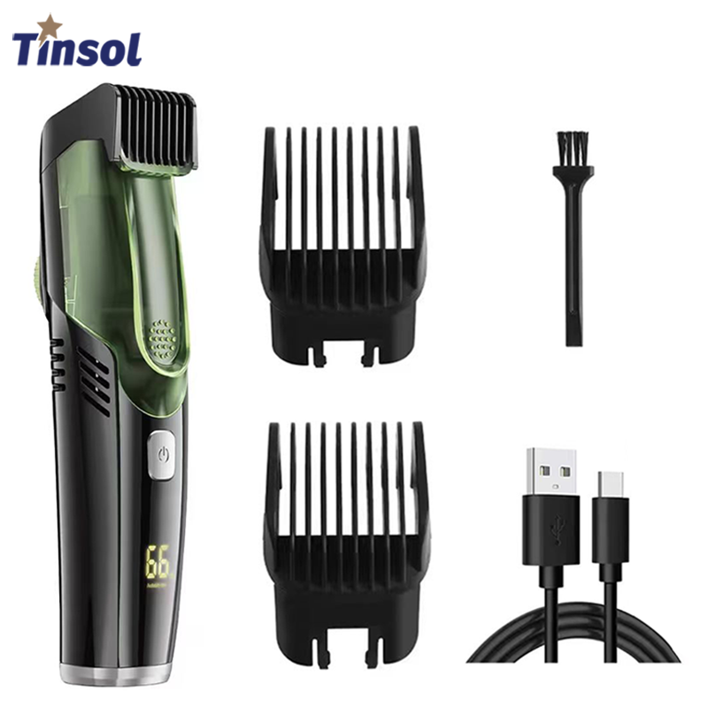 Tinsol コードレス電動ヘアトリマープロのヘアカット多機能男性かみそり内蔵真空クリッパー充電式