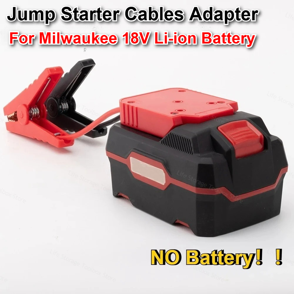 ポータブルジャンプスターターケーブルアダプター ミルウォーキー用 18V リチウムイオンバッテリー バッテリー用 ジャンパークリップ付き 車のジャンプスタート用