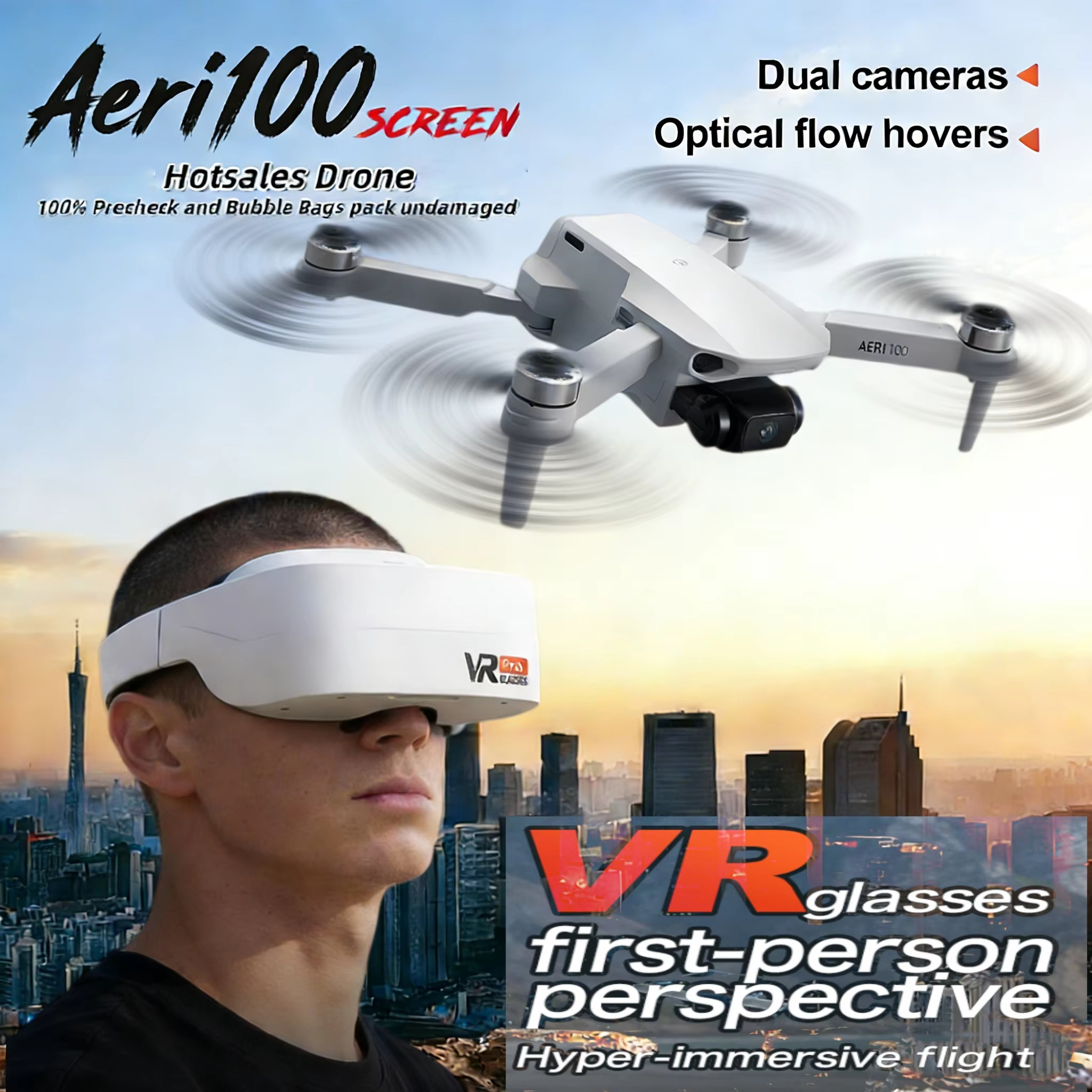 Aeri100 Genuine Drone with VR Optical Flow Positioning Brushless Motor HD Aerial Photography Dual Camera Remote Control Aircraft