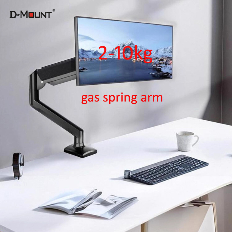 D-MOUNT D80 金属アルミ 2-10KG 13 "-32" モニターデスクトップスタンドマウントガススプリングアームフルモーション回転クランプ 0-60 ミリメートルグロメット