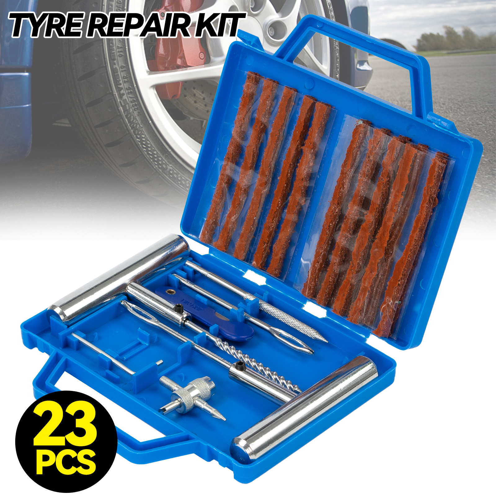 ポータブル車のタイヤ修理キット 23 個 DIY 簡単修理タイヤパンク修理ツール車オートバイ ATV 芝刈り機トラクタートラック用