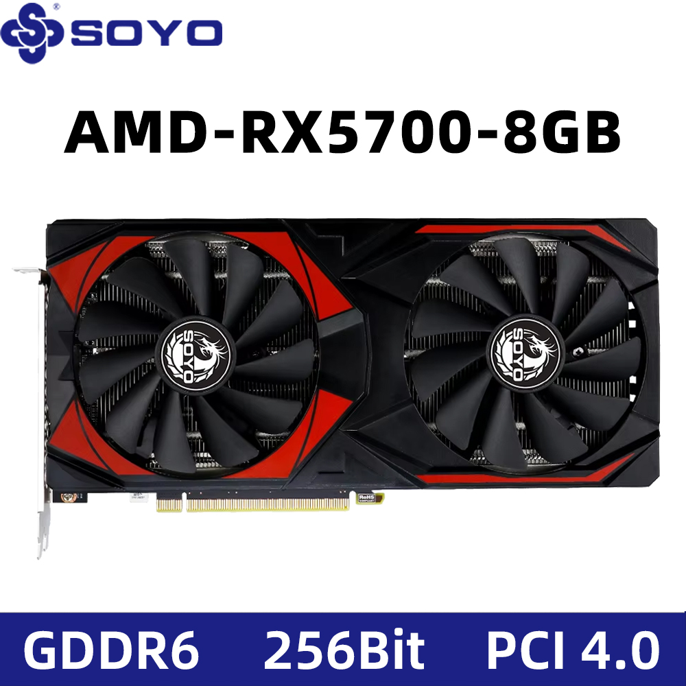 SOYO New AMD Radeon RX5700 8G Graphics Cards GDDR6 256Bit PCIE4.0x16 HDMI DP*3 for Desktop GPU Video Card for Gaming Computer