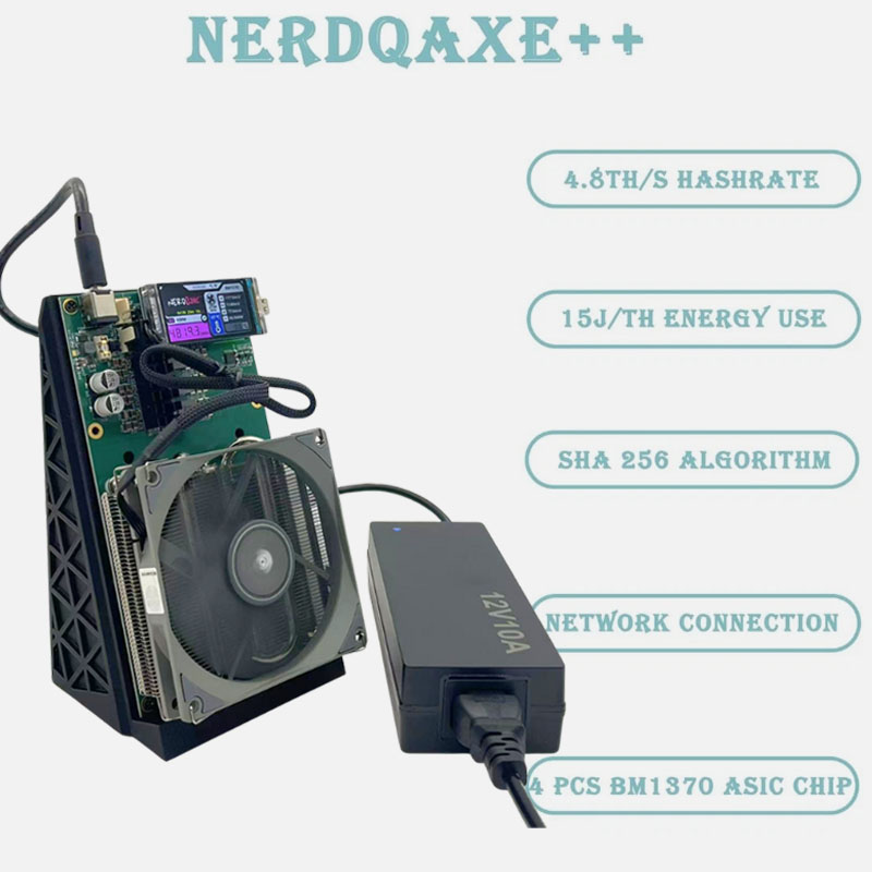 新しい Arraive NerdQaxe 4.8TH/s 78 ワットビットコインマイナー 4 個 BM1370 Asic チップソロ BTC マイナー PSU Btc マイニングマシン