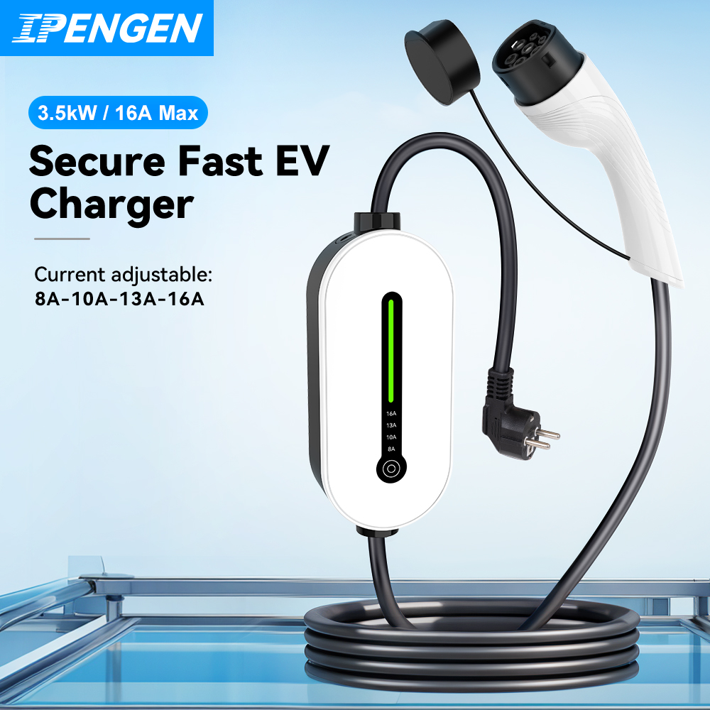 IPENGEN EV ポータブル充電器タイプ 2 /GBT プラグコネクタ 16A 1 相 3.5KW タイプ 1 3.5 メートルウォールボックス充電ステーション電気自動車用