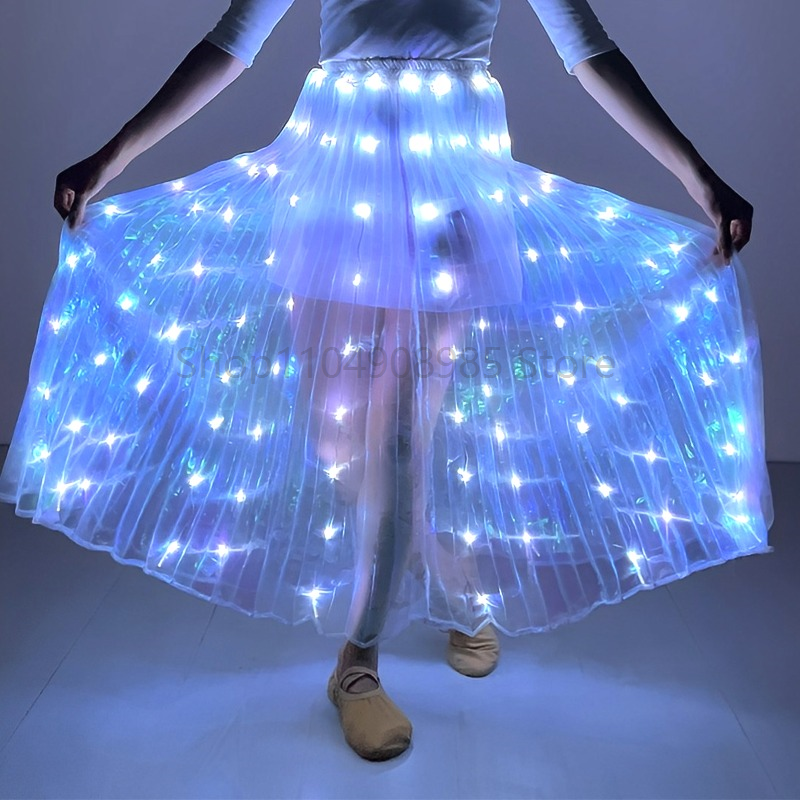 女性ライトアップスカートカラフルな LED ダンス衣装女の子ベリーダンスパフォーマンス小道具クリスマス新年のパーティードレス