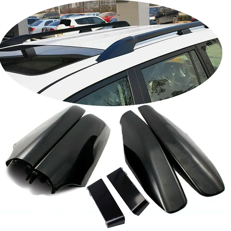 ブラック ABS ルーフラックバーレールエンド保護カバーシェル 4 個トヨタランドクルーザープラド Fj120 2003 - 2006 2007 2008 2009